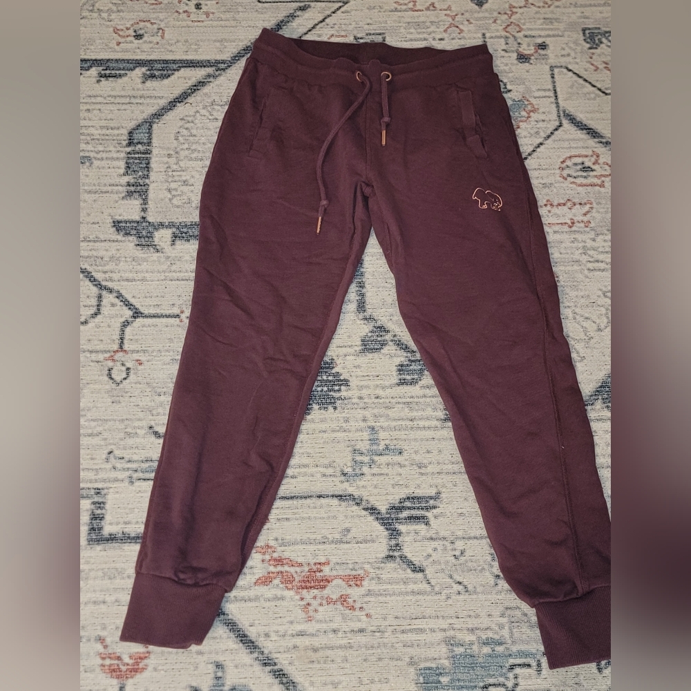 Ivory Ella Embroidered Burgundy Joggers